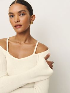 It's getting cold-ish. Shop the Romey Regenerative Merino Ribbed Sweater, a sustainable sweater from Reformation. Sustainable Sweater, Time Clothes, Vintage Inspired Jewelry, The Switch, New Tops, Ribbed Sweater, Knitwear Women, Holiday Dresses, Skirt Pants