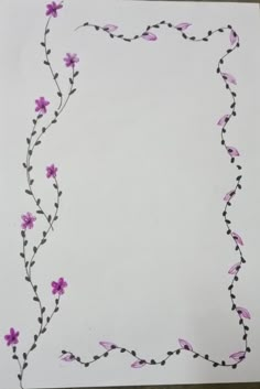 a piece of paper with purple flowers on it