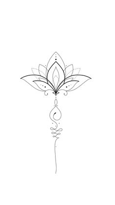 a line drawing of a lotus flower on a white background