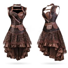 The Vintage Steampunk Gothic Corset Dress is very cool pirate wear for women. This Cool Pirate Costume For Women comes with a creased lace on the bottom part and sheer chiffon fabric on the top part, which gives you a delicate feel. You will feel like you are straight out of a classic gothic novel! Wear this dress with boots or heels and make sure you complete your look with a hat, shades, and a parasol. Please check out our size chart carefully Estimated Time of Delivery: 2-3 weeks Material: Po Pirate Dress Female, Steampunk Pirate Female, Women Pirate Outfits, Steampunk Dress Victorian, Pirate Costume For Women, Steampunk Prom Dress, Steampunk Oc, Gothic Corset Dress, Steampunk Dresses