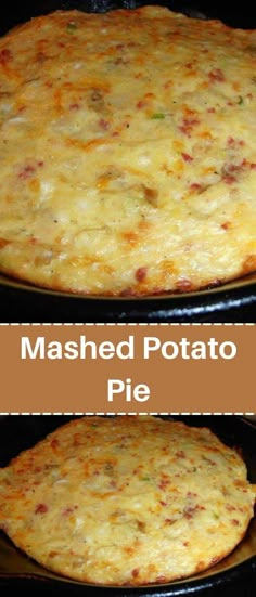 two photos of mashed potato pies in the oven with text overlay that reads mashed potato pie