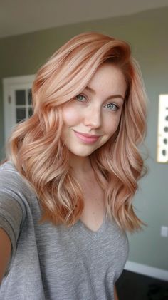 Cherry Hair Blonde Highlights, Cherry Blonde Hair Color, Pink Strawberry Blonde Hair, Hair Color Ideas For Strawberry Blondes, Blonde Hair Color Ideas For Fair Skin, Hair Colour 2024, Blush Blonde Hair, Subtle Strawberry Blonde