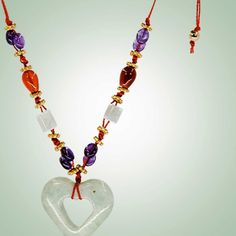 Rhys Necklace - Jade Maya Stylish Necklace, White Jade, Jade Jewelry, A Heart, Heart Shapes, Jade, Amethyst, Beaded Necklace, Wax