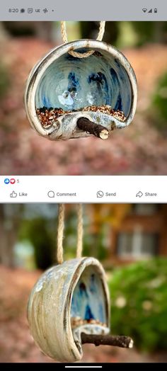 Pottery Bird Feeders, Pottery Bird Feeder, Ceramic Bird Feeder, Pottery Games, Clay Bird, Pottery Lessons, Ceramic Glaze Recipes, Pottery Houses, Ceramics Ideas