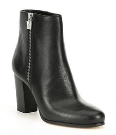 MICHAEL Michael Kors Margaret Leather Block Heel Booties Illusion Gown, Women's Booties, Trending Womens Shoes, Casual Pumps, Womens Black Booties, Dress Booties, Women Shoes Online, Leather Block Heels, Leather Shoes Woman