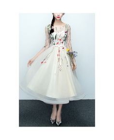 Get 10% off now! Buy floral champagne tulle party dress with sheer sleeves at cheap price online. Free stable shipping and pro custom service since 2009. Spring Banquet Dress With Tulle Skirt, Spring Banquet Tulle Skirt Dress, Prom Season Organza Dress With Sheer Sleeves, Organza Prom Dress With Sheer Sleeves, Long Sleeve Organza Dresses For Spring, Organza Dress With Sheer Sleeves For Prom, Spring Long Sleeve Organza Dresses, Spring Organza Dress With Long Sleeves, Spring Organza Dresses With Sheer Bodice