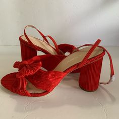 Loeffler Randall “Camellia” Sandals In A Size 10. Bright Red- Gorgeous! Pleated Uppers With Cute Bows, Ankle Straps. Brand New Without Box! Originally $395. Authentic. Red Spring Formal Heels, Evening Sandals With Red Sole For Spring, Red Sandals With Stacked Heel For Evening, Chic Red Sandals With Stacked Heel, Red Evening Sandals With Stacked Heel, Chic Red Block Heel Sandals, Elegant Sandals With Red Sole For Spring, Red Sole Heels For Spring Cocktail, Formal Red Sandals With Stacked Heel