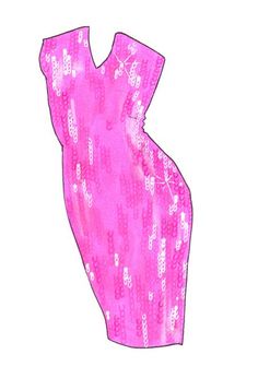 a drawing of a pink dress with sequins on it