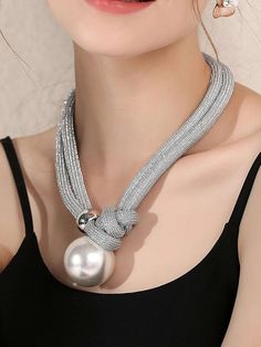 An exclusive offer for you——Affordable prices at Stylewe store, SPU: 17NE5B927E, Color: Silver Black Champagne Rose Gold, Theme:All Season, Style:Elegant. Big Pearl Necklace, Multi Layer Necklace Beads, Chunky Chain Necklaces, Pearl Decor, Big Pearl, Statement Choker Necklace, Faux Pearl Necklace, Rope Necklace, Pearl Pendant Necklace