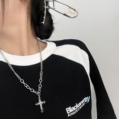 Material: Mixed Material Fashion Element: Cross Style: Asexuality Trendy Black Cross Jewelry, Trendy Cross Chain Necklace, Trendy Cross-shaped Jewelry With Adjustable Chain, Trendy Cross Necklace With Adjustable Chain, Cross Necklaces, Diamond Cross Pendants, Diamond Cross, Double Chain, Men Necklace