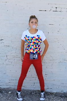 This post contains the best modest Halloween costumes for women. The costume ideas include DIY, Disney, dresses, and fun and creative ones too. One of the costumes is a gumball machine. #halloween #halloweencostumes Gumball Machine Costume, Costumes Faciles, Food Halloween Costumes, Meme Costume, Halloween Coustumes, Halloween Fest, Diy Halloween Costumes For Kids, Holloween Costume, Homemade Halloween Costumes