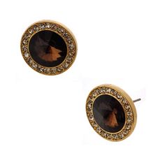 measures(mm) : length 11mm Formal Round Crystal Earrings Pierced, Formal Round Crystal Pierced Earrings, Formal Round Crystal Earrings, Elegant Brown Jewelry For Wedding, Elegant Brown Wedding Jewelry, Elegant Brown Plug Earrings As Gift, Elegant Brown Plug Earrings For Gift, Elegant Brown Earrings For Anniversary, Formal Clip-on Round Crystal Earrings