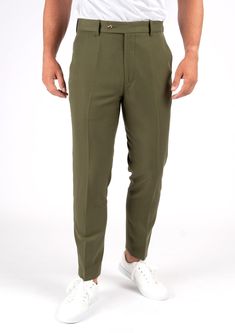 Olive Cotton Pants - SARTORO Elegant Trousers, Body Posture, Body Proportions, Cotton Pants, Fabric Samples, Go Out, Out Of Style, Get Fit, Going Out