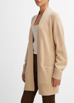 Cashmere Open-Front Cardigan in Cardigans | Vince Affordable Gray Open Front Cardigan, Vince Cashmere Sweater Marzipan, Casual Non-stretch Cardigan At Affordable Price, Affordable 3/4 Sleeve Workwear Cardigan, Oversized Knit Cardigan, Shawl Collar Cardigan, Cardigan Knit, Cashmere Shawl, Casual Evening