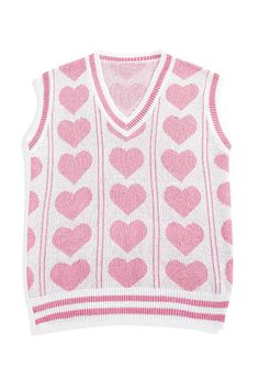 Hearts Pattern Vest for Women Indie Softie Aesthetic Avant Basic Aesthetic, Avant Basic, Softie Aesthetic, Heart Vest, Basic Aesthetic, Pattern Vest, Aesthetic Stores, Vest For Women, Heart Clothes