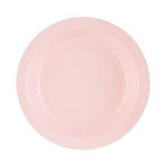 a pink paper plate on a white background