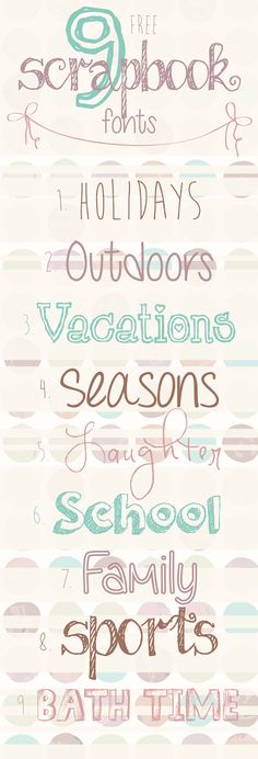 a bunch of different font and numbers on a white background with the words holiday vacation season school