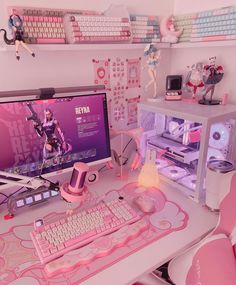 a desktop computer sitting on top of a desk next to a keyboard and mouse pad