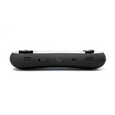 the nintendo wii controller is black and has two buttons on each side, with one button facing