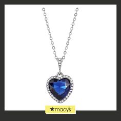 in stock Elegant Blue Necklaces For Valentine's Day, Elegant Blue Jewelry For Valentine's Day, Formal Sapphire Heart Necklace, Blue Jewelry For Valentine's Day Party, Elegant Blue Heart Necklace, Blue Heart Cut Necklace For Formal Occasions, Blue Heart Pendant Jewelry For Party, Formal Blue Heart Pendant Necklace, Blue Heart-shaped Jewelry For Anniversary