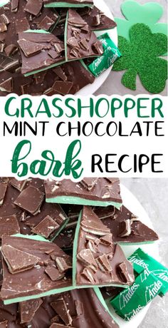 this is a close up view of the chocolate bark recipe for st patrick's day