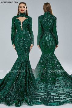 10% off now|Free shipping world-wide. Sparkly All Sequin Dark Green Mermaid Party Dress with High Neck at GemGrace. Click to learn our pro custom-made service for wedding dress, formal dress. View #BridalPartyDresses for more ideas. Fitted Dark Green Evening Dress For Party, Dark Green Sequin Party Dress, Fitted Dark Green Evening Dress For Gala, Fitted Green Sequin Evening Dress, Glamorous Green Mermaid Gown, Glamorous Green Mermaid Hem Gown, Glamorous Green Mermaid Dress, Green Mermaid Evening Dress For Prom, Green Mermaid Dress For Prom