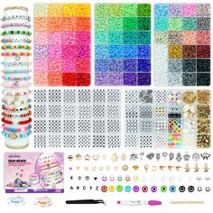 PRICES MAY VARY. 【Great Value Clay Beads Kit】This set contains 3 boxes preppy clay beads in 72 colors 13000+pcs, 2 boxes charms kit accessories in 1502pcs and beading tools(1 elastic string,1 crystal string, a tweezers and a scissors), to meet all your needs for jewelry & bracelets making (All accessories shown in the picture are included) . 【Swiftie Friendship Bracelet kit】Besides polymer clay beads, 780pcs A-Z letter beads,90pcs number beads are also in this clay beads bracelet kit, Spelled-ou Preppy Clay Beads, Clay Beads Bracelet, Friendship Bracelet Kit, Bracelet Making Kit, Number Beads, Pony Bead Bracelets, Friendship Bracelets With Beads, Jewelry Making Kits, Friendship Jewelry