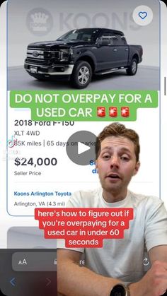 an image of a cell phone screen with the text do not over pay for a used car