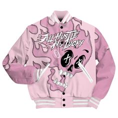 Brand Dunkare Orchid 4s Shirt All Hustle No Lucky Skull All Over Print Baseball Varsity Jacket Varsity Jacket Men, Baseball Varsity Jacket, All Over Print, Varsity Jacket, Mens Jackets, Coats Jackets, Baseball, Mens Outfits, Clothes