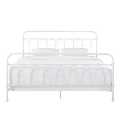 A charmingly classic with a refreshingly contemporary twist, this excellent bed is made from premium metal with a chic design that takes its cues from Victorian wrought iron furniture. As graceful as it is grand, this knot-style bed frame is available in a neutral finish, for a versatility to match any color scheme, and a classic design that pairs beautifully with farmhouse, vintage, and rustic styles. Features: Includes one (1) bed Made of metal and steel Metalwork ornamentation Rustic, transit Eastern King Bed, Wrought Iron Furniture, King King, White King, Farmhouse Vintage, Metal Bed, Iron Furniture, Metal Beds, Bed Styling