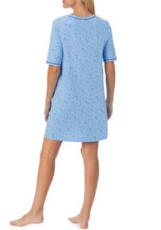 Ultra-soft, drapey fabric makes this Cuddl Duds sleepwear moisture-wicking sleep t-shirt a dreamy comfort to lounge and sleep. | Cuddl Duds Women's Moisture Wicking Elbow Sleeve Sleep T-Shirt, Navy Blue, Large Comfortable Blue Sleepwear For Spring, Casual Crew Neck Nightgown For Bedtime, Blue Nightgown For Spring Lounging, Blue Spring Nightgown For Lounging, Cotton Crew Neck Nightgown For Bedtime, Casual Blue Nightgown For Bedtime, Spring Blue Nightgown For Lounging, Casual Short Sleeve Nightgown, Casual Short Sleeve Nightgown With Relaxed Fit