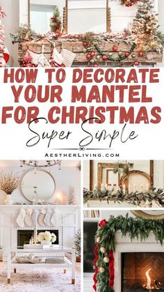 Christmas Mantle Ideas 2023, Simple Mantle Decor Christmas, Decorating Mantles For Christmas Ideas, Christmas Mantle No Garland, Christmas Mantels Simple, Christmas Mantel Ideas 2023, Easy Christmas Mantle Decor, Diy Christmas Mantle Decor Ideas, Simple Christmas Mantle Decor Fireplaces