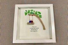 a shadow frame with a tree branch and two birds on it