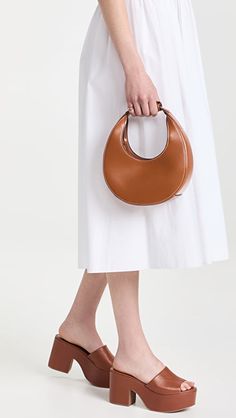 Staud Shoulder Bag With Round Handle For Shopping, Staud Shoulder Bag With Leather Handles, Staud Shoulder Bag With Leather Handles For Everyday, Staud Shoulder Bag With Round Handle For Everyday Use, Staud Leather Bags With Round Handle, Staud Luxury Shoulder Bag For Everyday Use, Staud Leather Shoulder Bag With Round Handle, Staud Formal Shoulder Bag, Modern Staud Satchel Bag