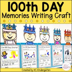 the 100th day memory writing craft for kids with pictures and words on it's side