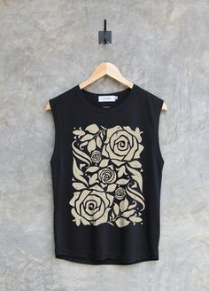 ✿ WELCOME TO MY SHOP ✿ More Shirt ► https://www.etsy.com/shop/igetherproject Material : Polyester 80% Cotton 20% Sleeve length : Muscle tank tops, workout tank tops Styles : Regular Women Fit Printed with eco-friendly water-based inks. Color shirt : Black, Charcoal, Blue, Peach Color print : White & black etc. ■ WASHING INSTRUCTIONS ■ Turn garment inside out. Hand wash. Lay flat to dry. Do not bleach/dry-clean Do not iron directly onto the print ■ Please refer to the size chart in the last image Sleeveless Cotton Tops With Screen Print, Sleeveless Cotton Top With Screen Print, Cotton Screen Print Sleeveless Muscle Tee, Cotton Sleeveless Muscle Tee With Screen Print, Sleeveless Graphic Print Workout Top, Sleeveless Screen Print Tops For Streetwear, Summer Graphic Tee With Rose Print, Graphic Print Tank T-shirt For Workout, Tank T-shirt With Graphic Print For Workout