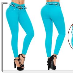 Butt Lifting Stretch Color Pants With Belt Included Tummy Control Reference: P-6400 Color: Light Blue Color Blue Stretch Jeans With Belt Loops, Stretch Blue Bottoms With Belt Loops, High Rise Blue Pants With Belt Loops, Mid-rise Blue Pants With Belt Loops, Blue Mid-rise Pants With Belt Loops, Trendy Blue Bottoms With Belt Loops, Blue High Waist Bottoms With Belt Loops, Blue High-waisted Pants With Belt Loops, Blue High-waisted Jeans With Belt Loops