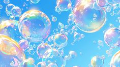 soap bubbles floating in the air on a sunny day