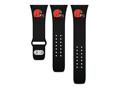 Gametime Cleveland Browns Black Silicone Band fits Apple Watch (42/44mm M/L). Watch not included. Black Sports Watch, Wear-resistant, Black Sports Watch Wear-resistant, Black Wear-resistant Sports Watch, Black Rectangular Bracelet Strap Watch Band, Durable Black Watch Accessories For Sports, Black Sports Watch Accessories, Durable Black Sports Watch Accessories, Black Rectangular Watch With Black Band, Black Rectangular Watch Bracelet Strap Accessory