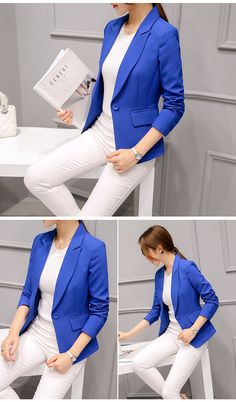 Elegant Blue Blazer Coat Blue Blazers For Women Outfits, Blue Blazer Outfits For Women Formal, Bright Blue Blazer Outfits For Women, Blazer Outfits For Women 2023, Blue Office Lady Blazer For Work, Blue Blazer With Suit Collar For Work, Blue Office Blazer, Blue Formal Office Blazer, Formal Blue Office Lady Blazer