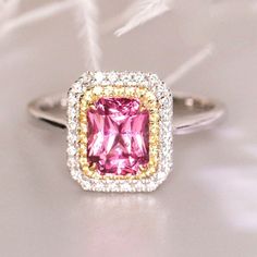 •Condition: Brand new•Center Stone: Purple pink spinel, cushion Cut, approx 1.72ct•Side Stones: White diamond round-cut & Marquise-cut (VS1 clarity and F color)•Ring Weight: 3.03g (depend the ring size)•Metal Purity: Optional Each piece is made-to-order with care and special attention to detail. all items are made with conflict-free diamonds and gems.Size: made to orderThe item will be gift wrapped and shipped.-------------------------------------------------------------------Available in :1 Elegant Gia Certified Pink Sapphire Diamond Ring, Gia Certified White Gold Pink Sapphire Jewelry, Elegant Gia Certified Pink Sapphire Jewelry, Gia Certified Pink Sapphire Diamond Ring Gift, Luxury Radiant Cut Halo Ring For Gift, Elegant Pink Sapphire Ring With Halo Design, Elegant Pink Sapphire Jewelry With Halo Design, Elegant Pink Sapphire Halo Jewelry, Formal Pink Sapphire Jewelry With Halo Setting