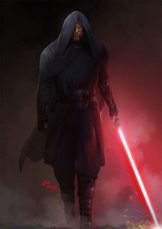 a star wars character holding a light saber