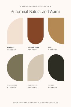 Autumnal, Natural and Warm Colour Palette for Your Brand and Squarespace Website Earth Colour Palette, Earth Tone Color Palette, Inmobiliaria Ideas, Earth Tone Color, Casa Country, Nature Color Palette, Earthy Color Palette, Warm Colour Palette