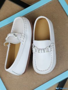 OrcaJump - Kids Loafers & Slip-Ons - Cowhide Breathable Casual Shoes for Big Kids (7+ Years), Little Kids (4 White Non-slip Slip-ons With Round Toe, Casual Non-slip Round Toe Moccasins, Casual Non-slip Closed Toe Moccasins, White Boat Shoes With Rubber Sole And Round Toe, White Boat Shoes With Rubber Sole, White Round Toe Boat Shoes With Rubber Sole, White Closed Toe Moccasins With Rubber Sole, White Closed Toe Moccasins For Spring, White Closed-toe Moccasins For Spring