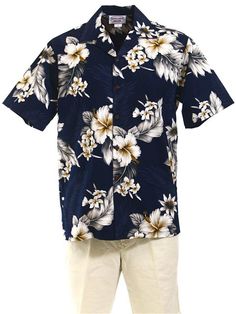 Pacific Legend Hibiscus Navy Cotton Men's Hawaiian Shirt | AlohaOutlet Hawiian Shirts, Shirt Makeover, Hit Man, Mens Polo T Shirts, Big Men Fashion, Cheer Shirts, Plaid Shirts, Vintage Hawaiian Shirts, Hawaiian Outfit