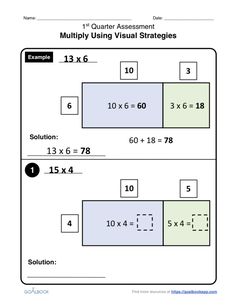 the multiplying visual strategy worksheet for addition and subtractions