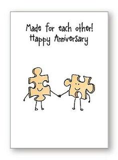 an anniversary card with two people holding hands and the words made for each other happy anniversary