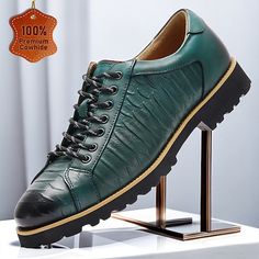 Category:Dress Shoes; Upper Materials:Leather,Italian Full-Grain Cowhide; Lining Materials:Cowhide; Gender:Men's; Toe Shape:Round Toe; Outsole Materials:EVA (Ethylene Vinyl Acetate),Rubber; Closure Type:Lace-up; Function:Slip Resistant,Comfortable; Listing Date:04/07/2024 Gentleman Office, Mens Dress Sneakers, Taft Shoes, Dress Sneakers, Snake Skin Shoes, Sneakers Green, Men’s Boots, Biker Boots, Motorcycle Boots