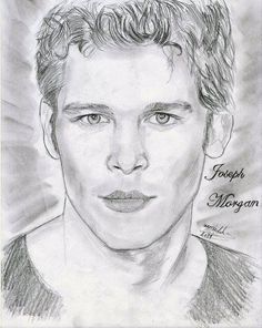 a pencil drawing of a man's face, with the name james morgan on it