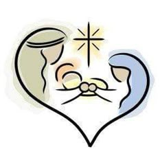 an image of the birth of jesus and baby jesus in a heart shaped frame on white background